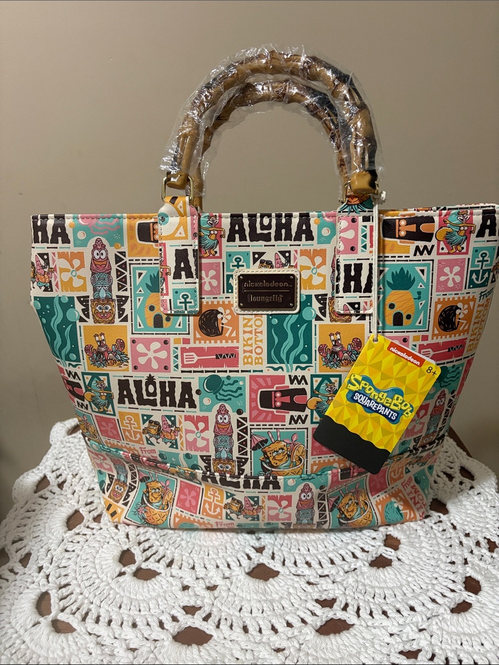 Loungefly Nickelodeon SpongeBob Aloha Print Tote Bag NWT